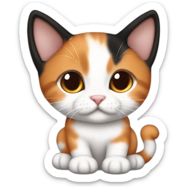 Orange brown black white calico cute baby cat sticker