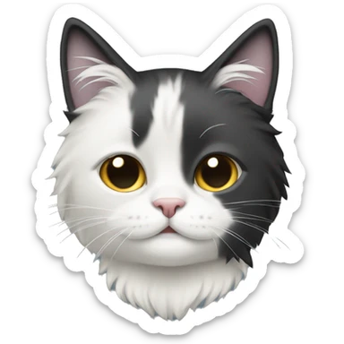 half Black and half white long hair cat with black bottom jaw sticker