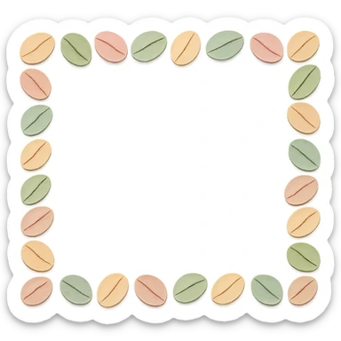 seamless coffee bean border design, soft pastel colors sticker