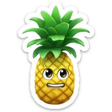 3D one shy pineapple  👱‍♀️🍍 with big shiny eyes 👀 The pineapple cute embarrassed ☺️ sticker