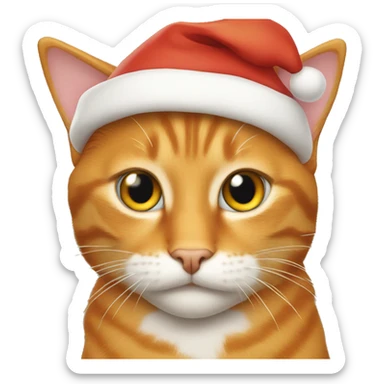Orange tabby cat with a santa hat sticker