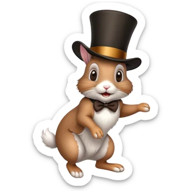 a rabbit hopping out of a top hat sticker