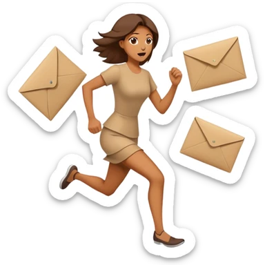 Woman running away from envelopes  sticker