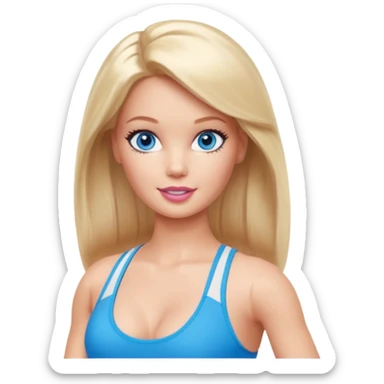 Spin Barbie blue eyes sports bra sticker