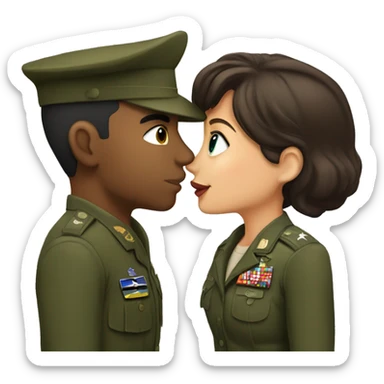 A military man kisses a brunette girl sticker