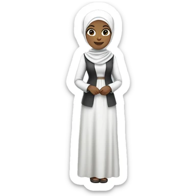 hijab woman, smile, wonderful dress, white skin, full-body (slim) sticker