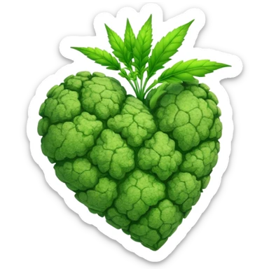 weed nug in shape of a heart  sticker