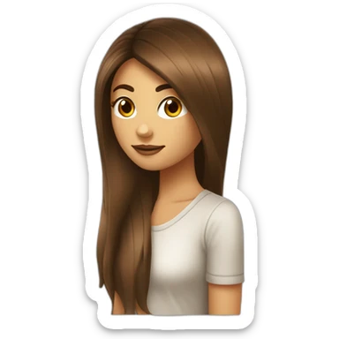 fille long cheuveux marron droit vétement cool sticker