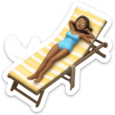 Girl lying on the sun lounger in full body sticker