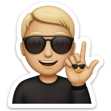 This emoji is wearing sunglasses 🕶️ and next to it this 🤏 emoji. sticker