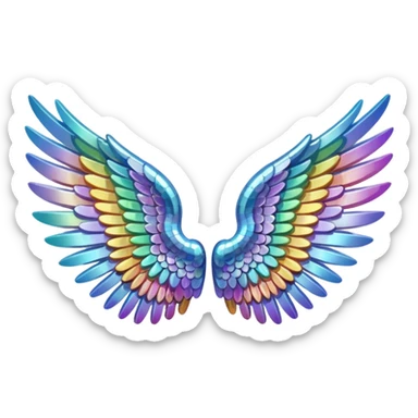 A 3d not too detailed aurora prismatic angel wing sticker