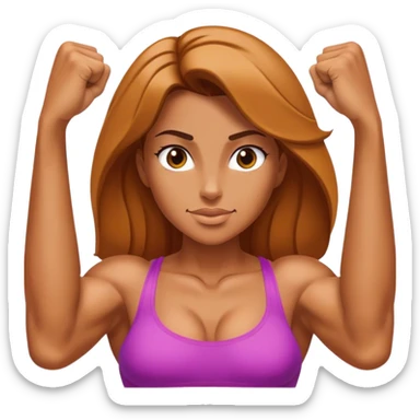 Female Bodybuilder showing biceps sticker
