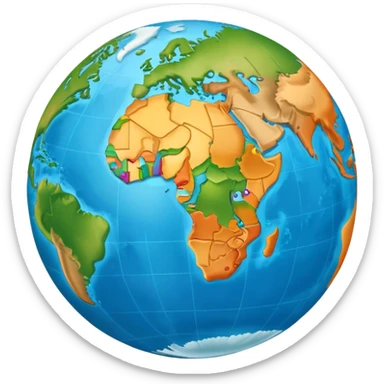 Earth globe showing continents and oceans sticker