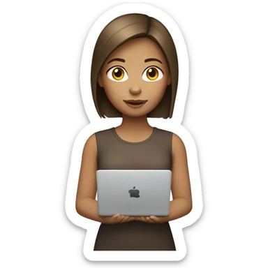 girl with laptop with light skin and brown straight hair  sticker