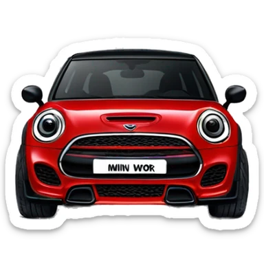 Red mini cooper John Cooper works edition with black rims sticker