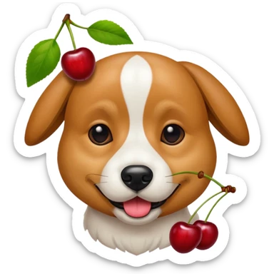 dog with cherries sticker