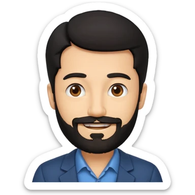 Professor in the la casa de papel TV show, black hair with beard sticker