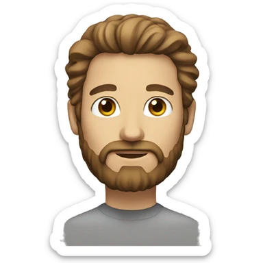 White man with brown beard and long hair sticker