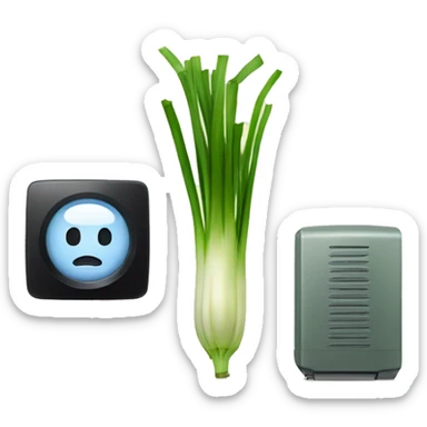 Leek next to electrical device sticker