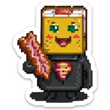 sarcasm emoji with a slice of bacon sticker