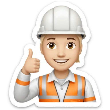 Cara de persona con casco blanco inginierl civil con pulgar arriba sticker