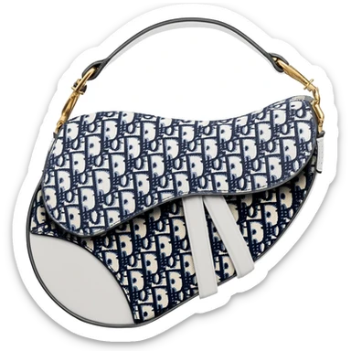 white dior printed saddle bag sticker