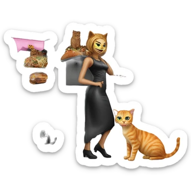 Realistic Cat Woman’s plastic dream house food truck  sticker