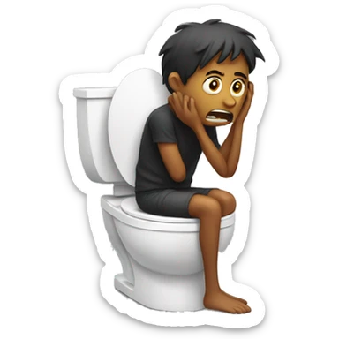 scared sitting on toilet  sticker
