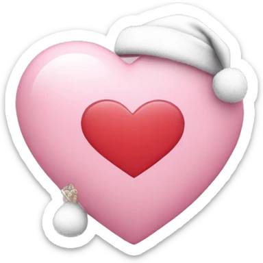 a light pink heart with a santa hat sticker