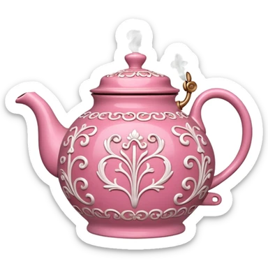 Pink steaming tea pot sticker