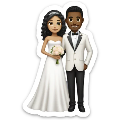 light skin groom and bride sticker