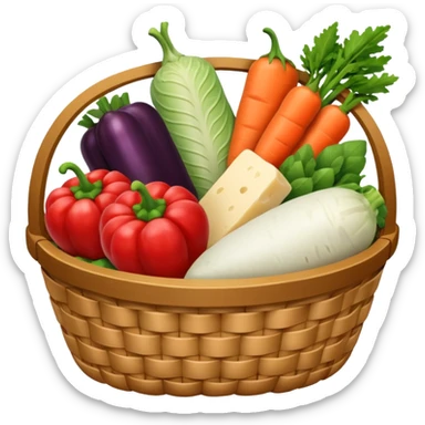 generate an image for groccary products basket ixcluding vegetables, fruits & dairy products sticker