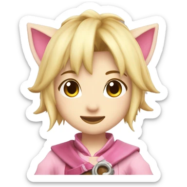Cute blonde miqo’te swishing her tail wearing pink sticker