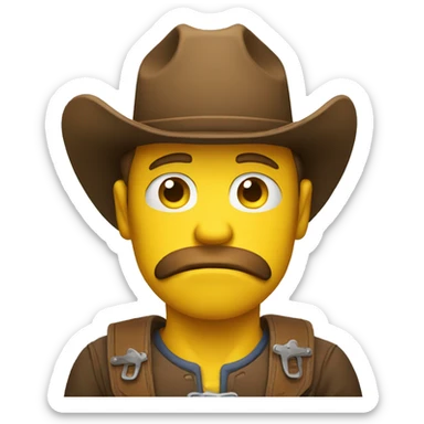 Sad cowboys yellow frowny face  sticker