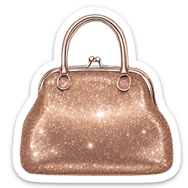 Realistic rose gold Sparkle glitter designer purse isolated.  sticker
