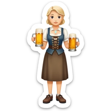 old German waitress, laced up shoes, standing, holding a stein of beer in the hand  sticker