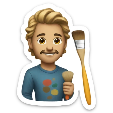 artist with paint brush sticker