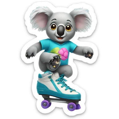 Koala bear in roller skates sticker