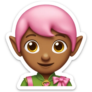 elf with a pink outfit and pink bow sticker