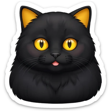 Un gato negro gordito con los ojos de color amarillos sentado sticker