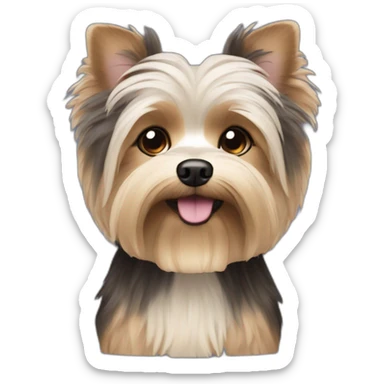 male morkie dog with dark brown fur sticker