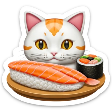 A entire cat body and all and sushi sticker