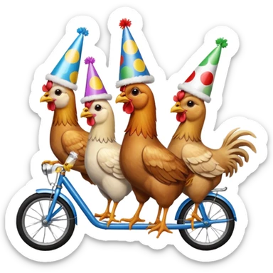 Ten chickens on a partybike while drinking beer sticker