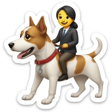 dog with a people riding it sticker