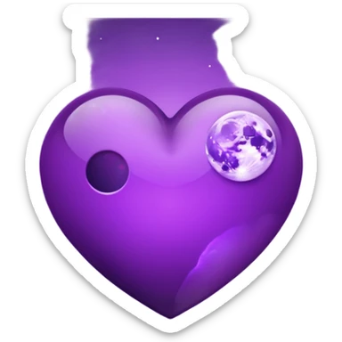 dark purple heart with a purple Moon sticker