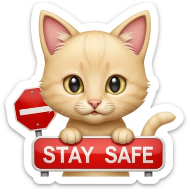 Cute Blonde kitten with a sign that says, Stay safe driving! sticker