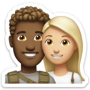 happy couple outdoors in white sticker