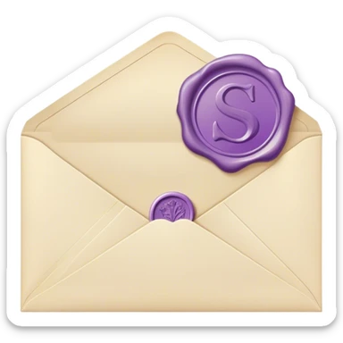 a letter with a pastel purple wax seal sticker