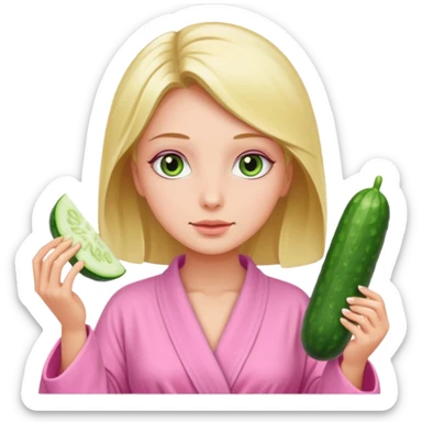 🧖‍♀️this with cucumber eyeys at a spa and a pink robe sticker