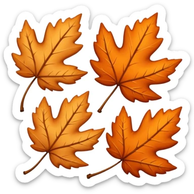 3 autumn leaves, blowing in the wind, to the left, white background sticker